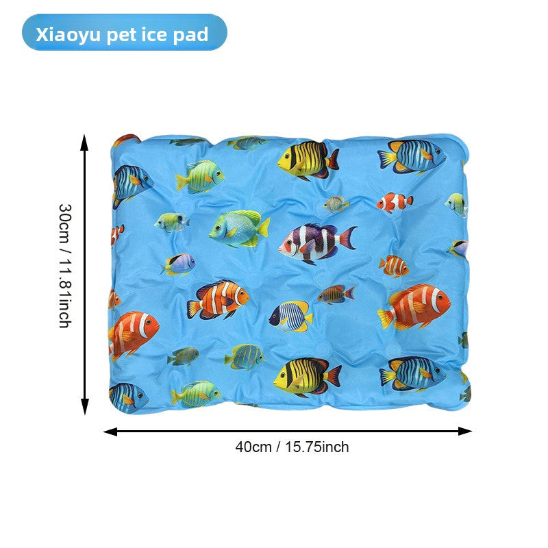 Ice silk PVC pet cooling mat, size 30 x 40cm Fish