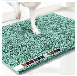 Absorbent chenille pet mat with non-slip base in grey, photo 14