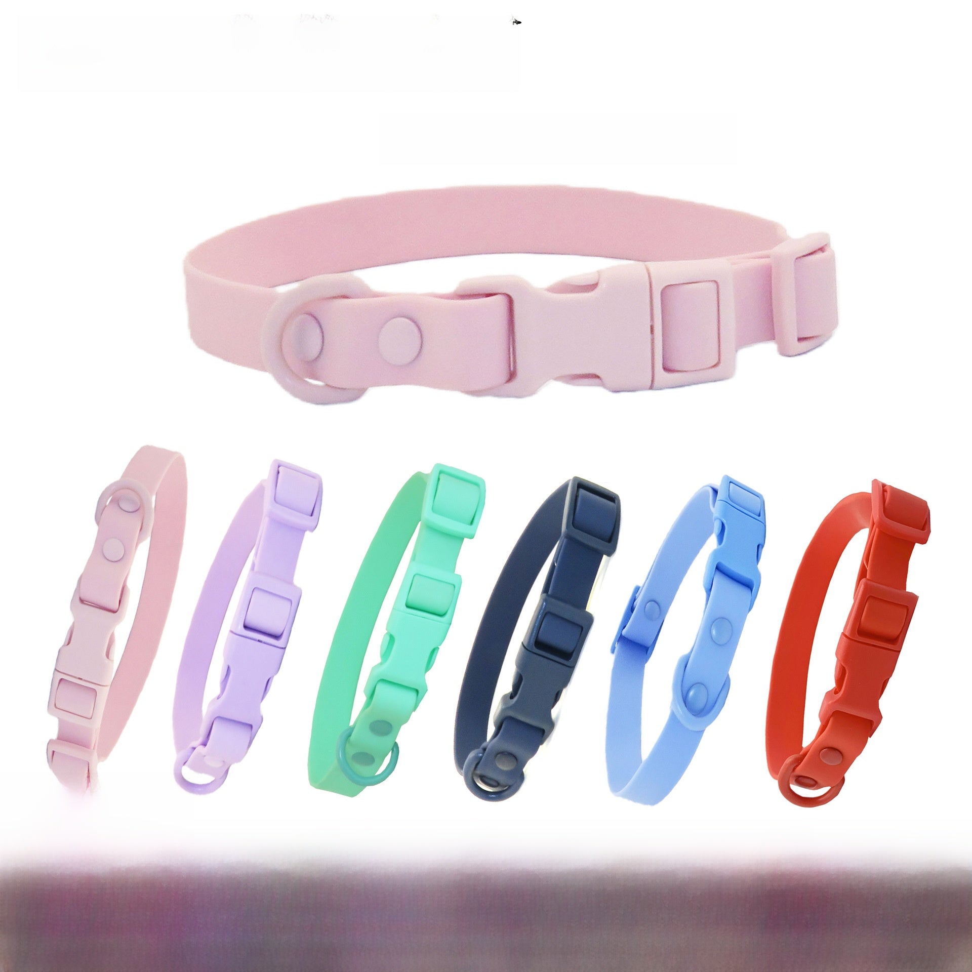 Waterproof wipe-clean PVC dog collar in 12 colour options