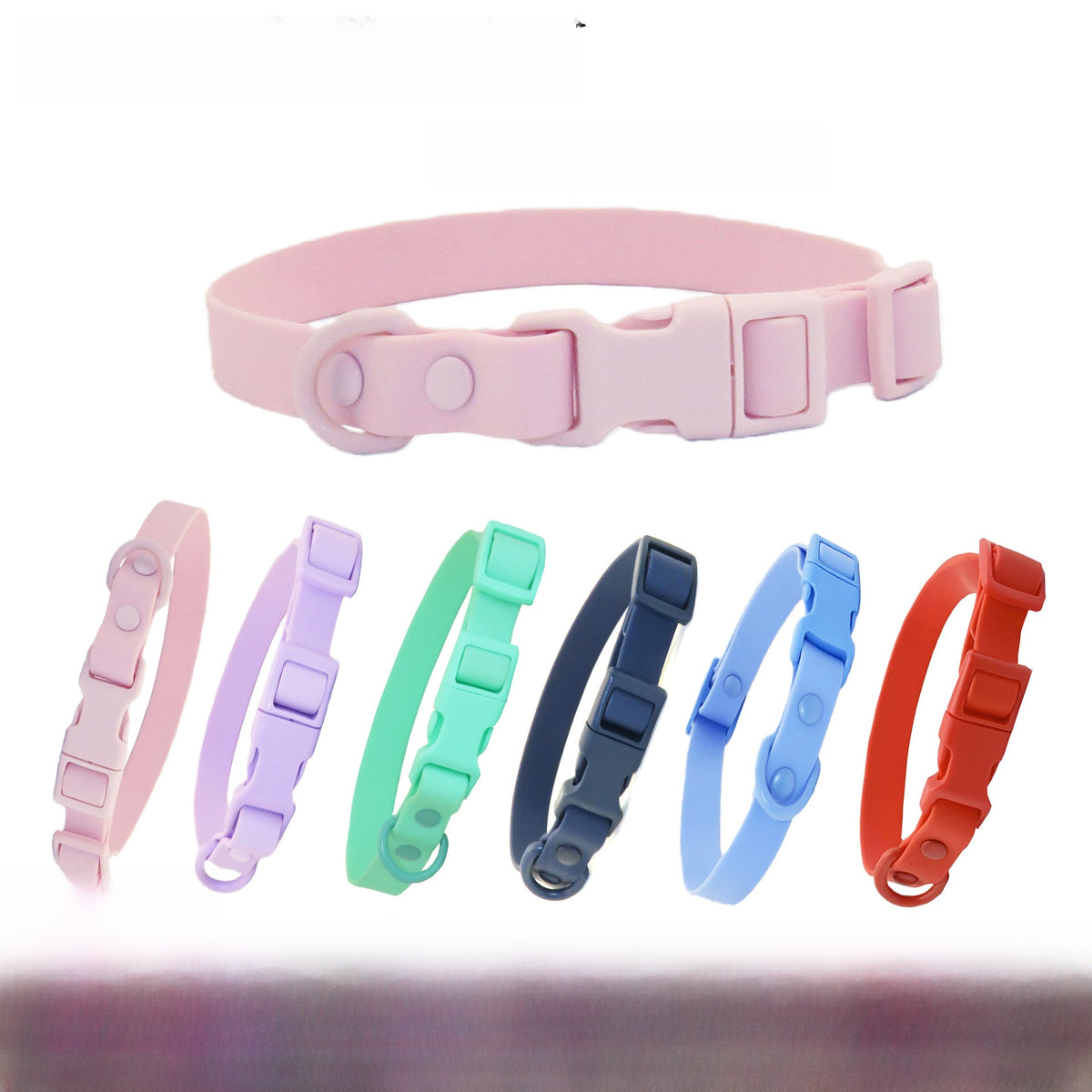 Waterproof wipe-clean PVC dog collar in 12 colour options
