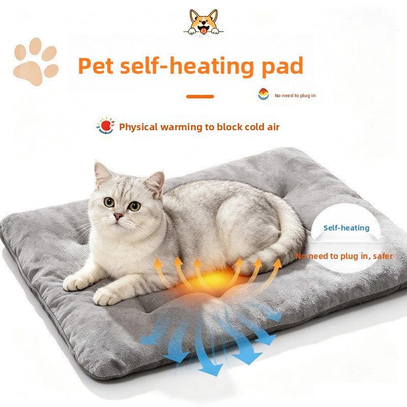 Silver grey thick plush self-warming pet mat for cats