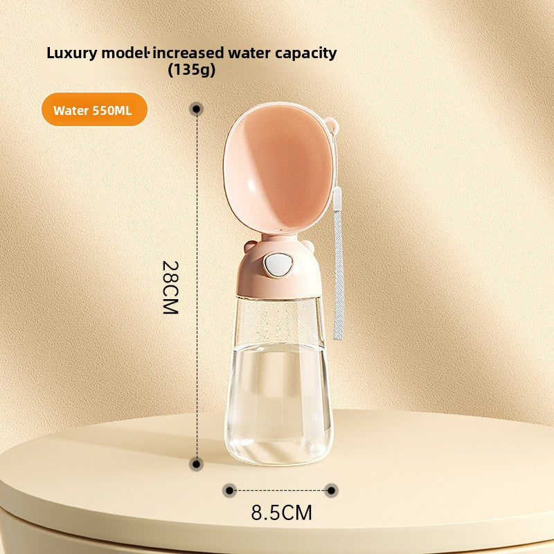 Portable Press-to-Fill Pet Water Cup with One-Hand Operation, 380ml and 550ml