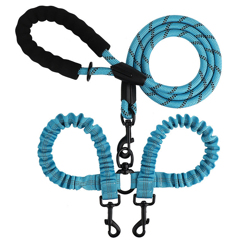 Double ended retractable lead for walking two dogs from one handle