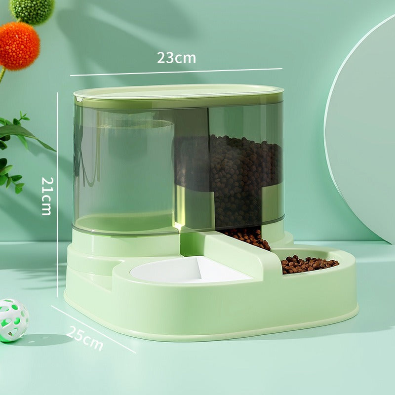 Automatic Cat Feeder and Water Dispenser with Sliding Cover and Controlled Portion Release
