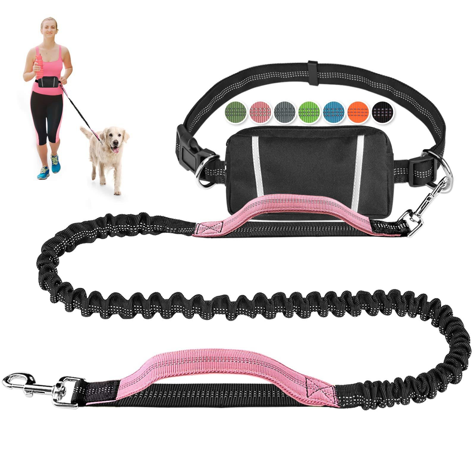 Running dog leads with pouch in seven bright colours