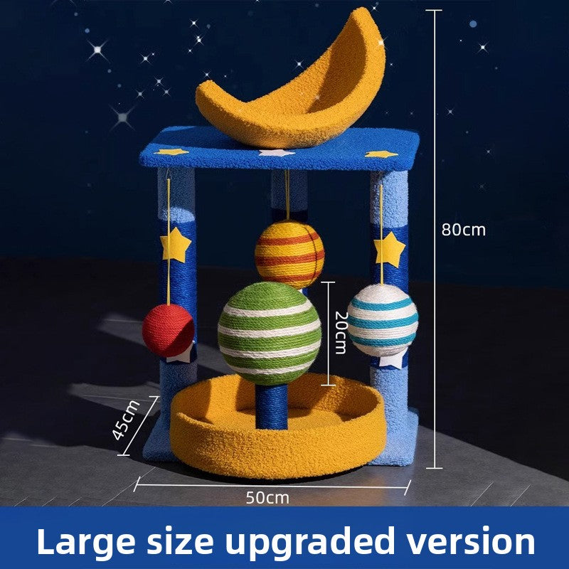 Vertical sisal cat climbing frame with space capsule, detail photo 8