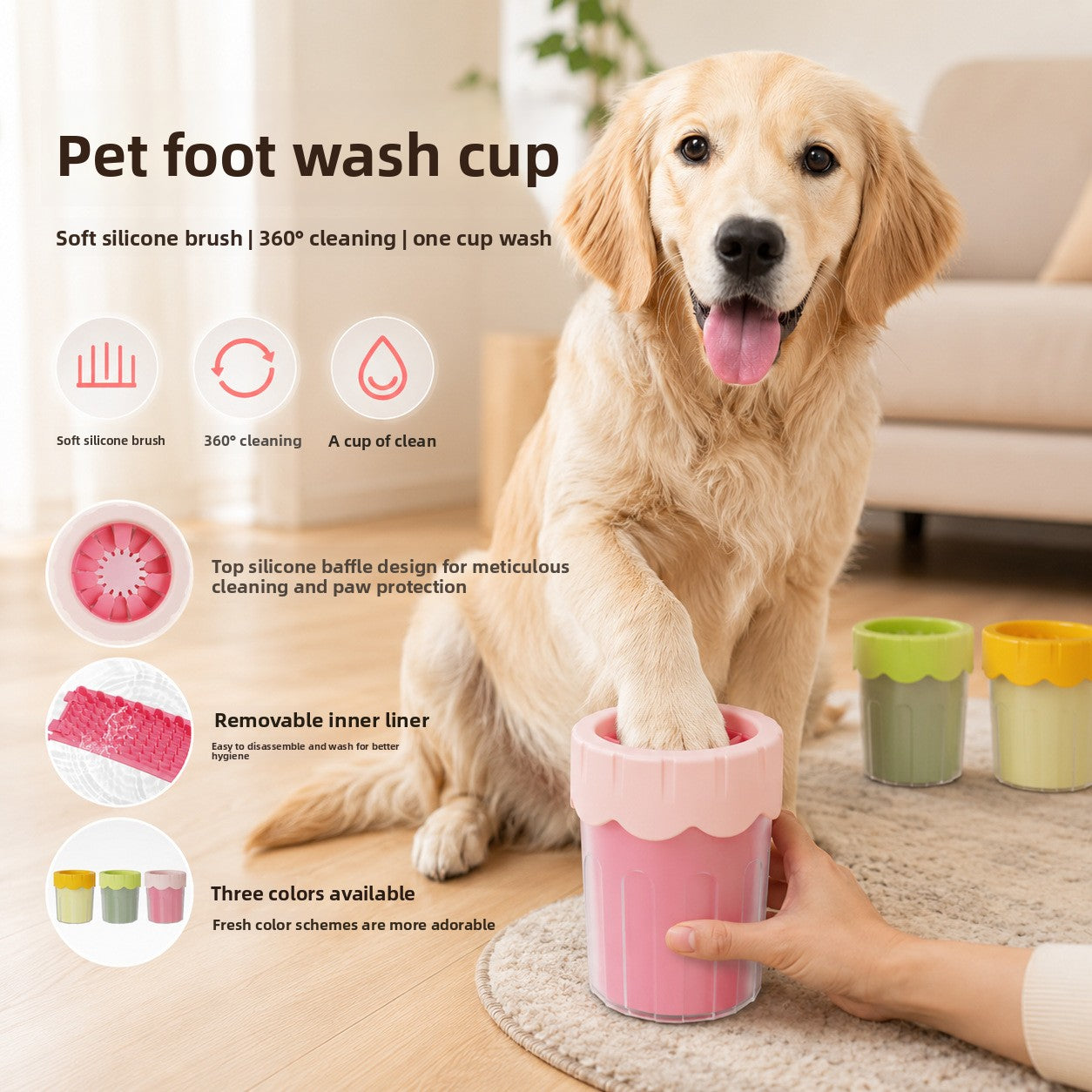 Manual Silicone Paw Cleaning Cup for Cats and Dogs, No Power Needed