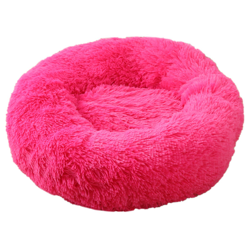 Light grey round deep sleep pet bed with soft plush, photo 80