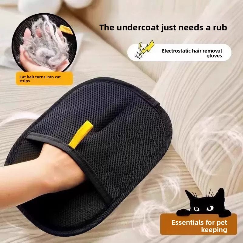 Static Pet Hair Removal Mitts, Two-Way Grooming Gloves