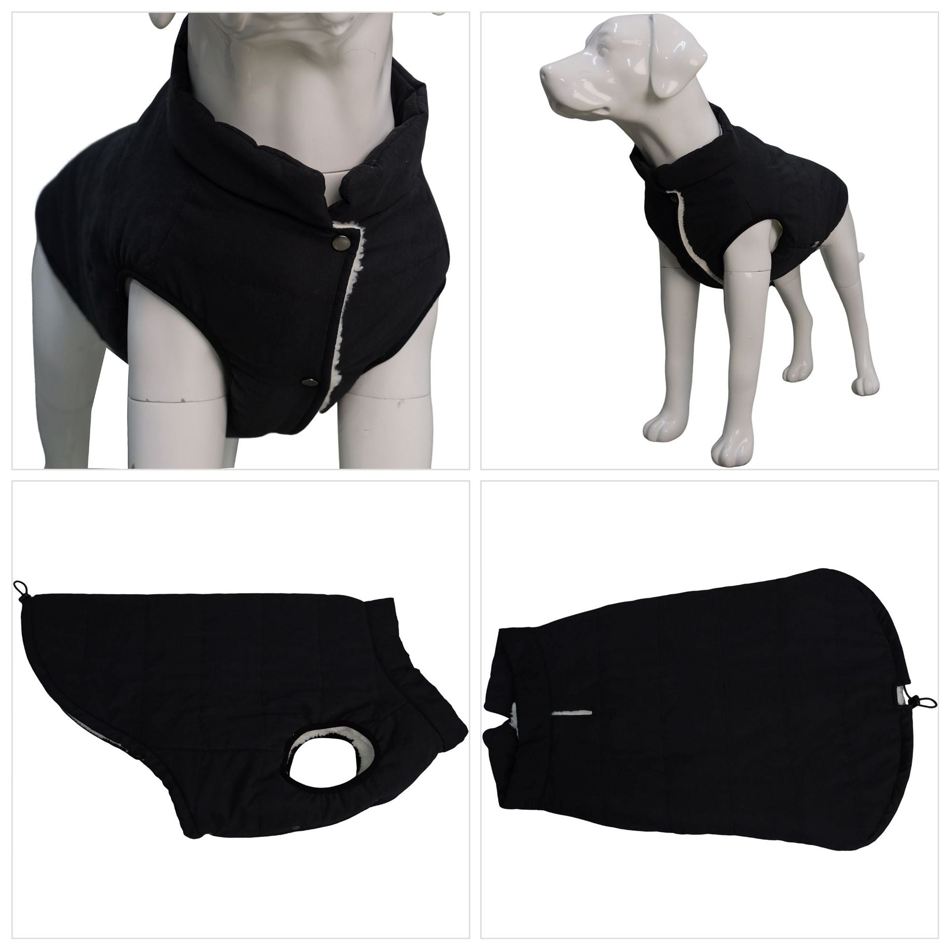 Waterproof fleece lined dog vest with snap buttons, product image 1