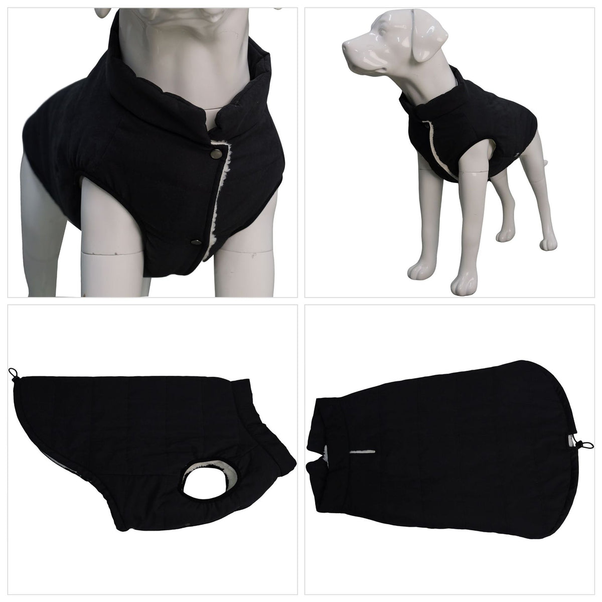 Waterproof fleece lined dog vest with snap buttons, product image 1