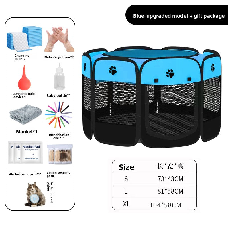 Grey enclosed pet whelping tent with removable pad, photo 33