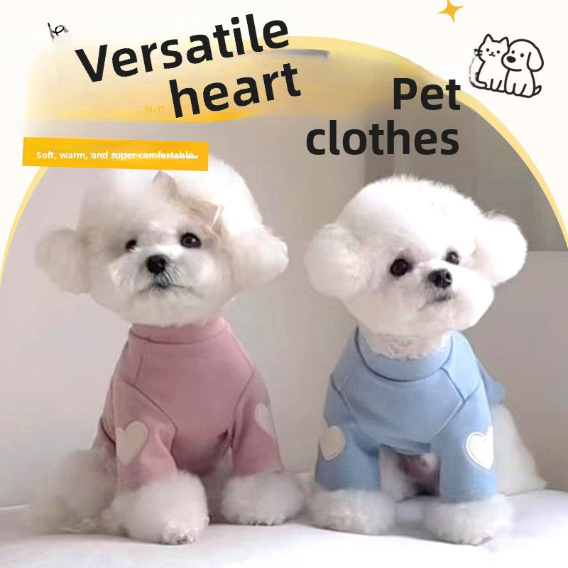 Heart print hoodie for dogs and cats, available in 5 colours, image 1