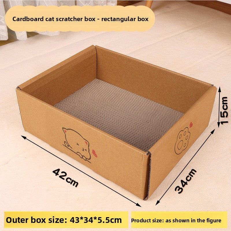 Cardboard cat house with built-in scratching board, extra detail view