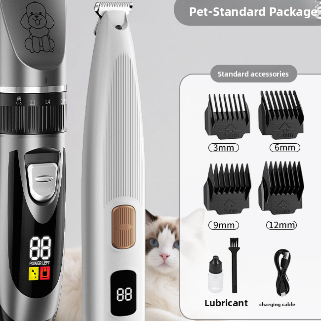 Rechargeable Pet Hair and Paw Trimmer with Dual LCD Display