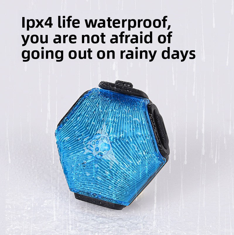 USB rechargeable LED dog collar glowing blue for night walks