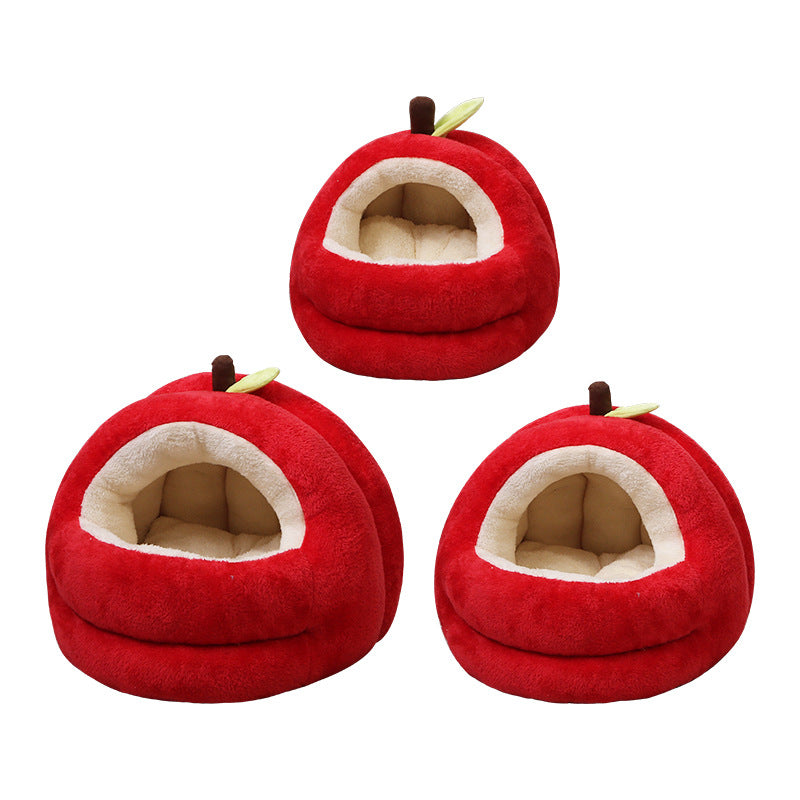 Red apple-shaped cat bed and small dog nest, detail photo 5