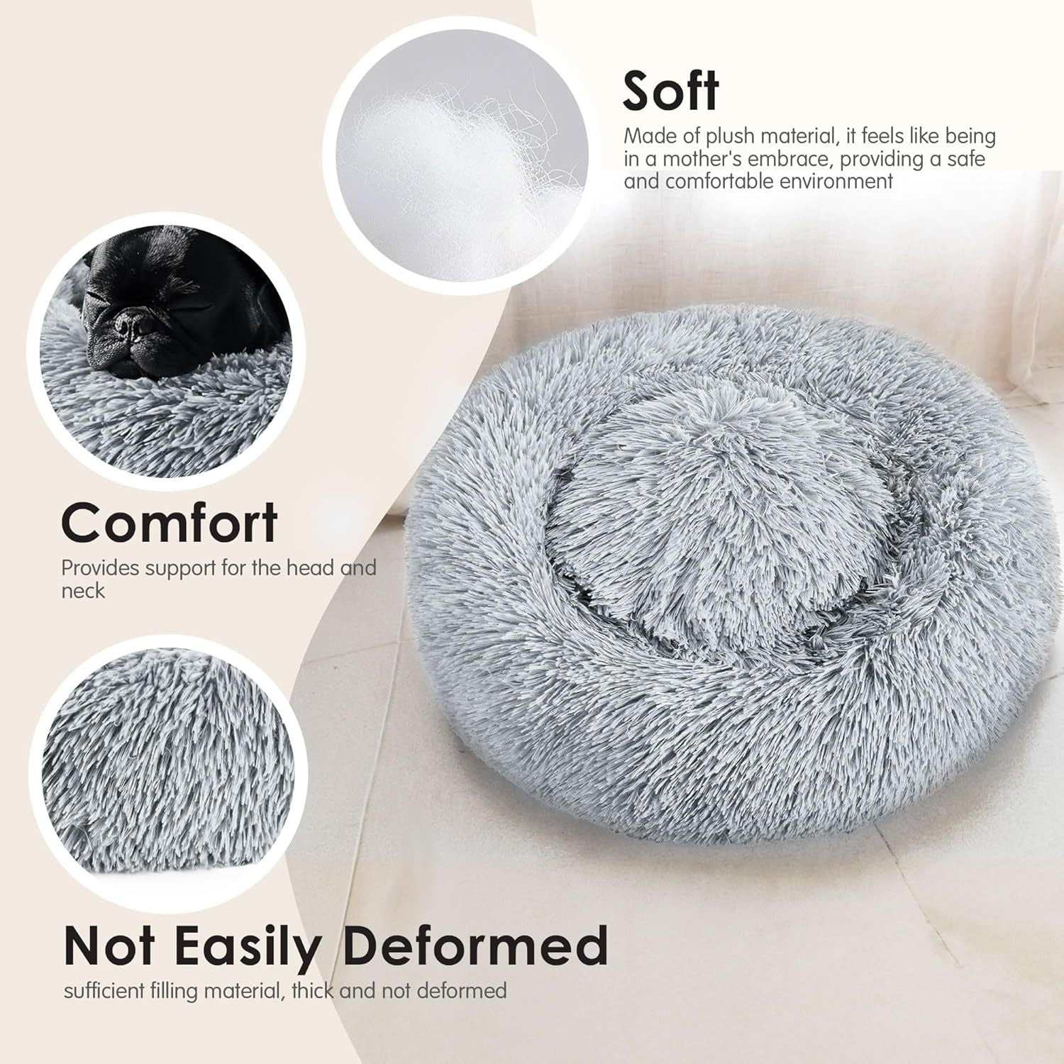 Tie Dye Round Plush Pet Bed for Cats and Small Dogs