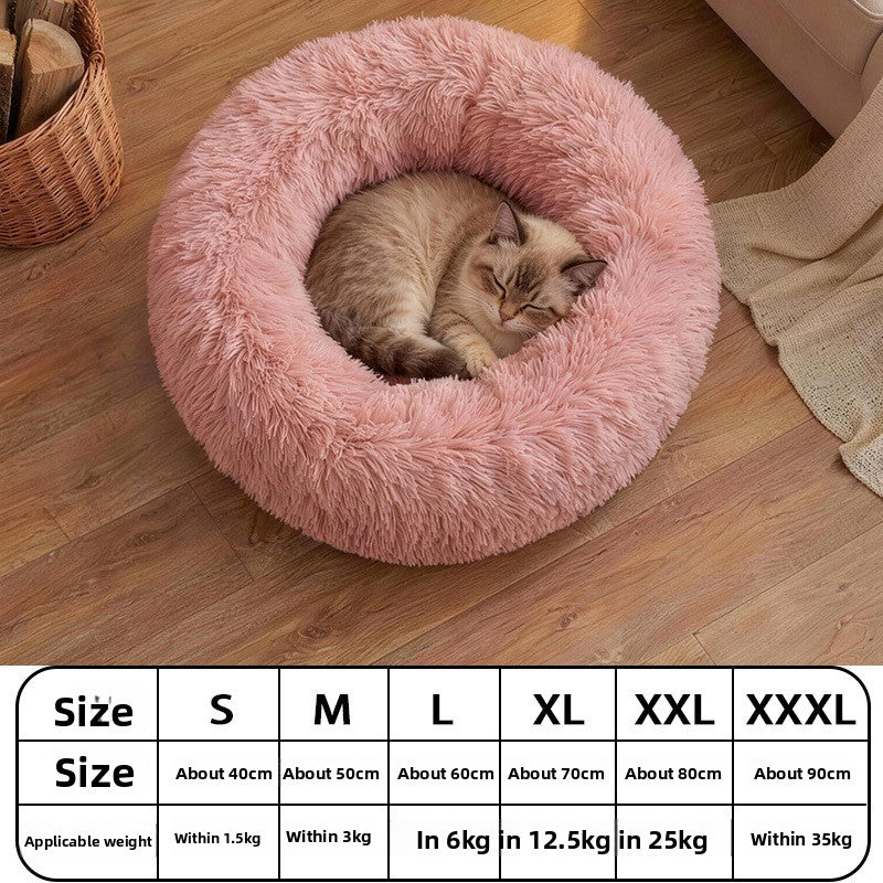 Grey bear paw shaped round plush pet bed, view 60