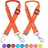 Elastic dog car seat belt lead with reflective strip in red
