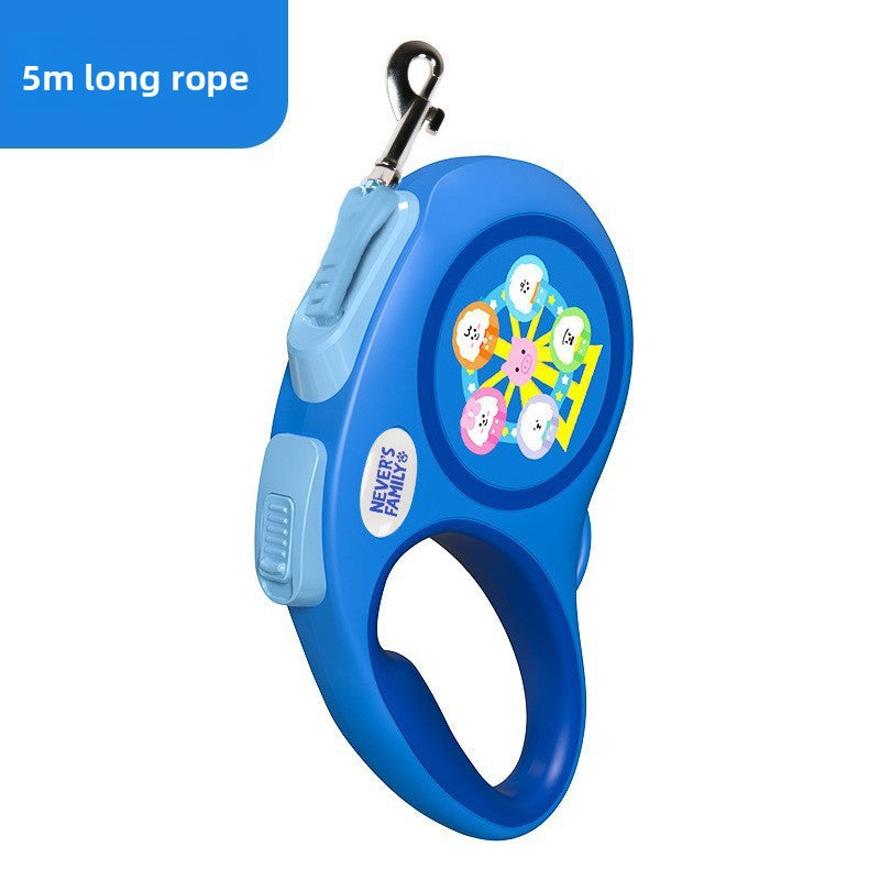 Retractable dog lead with built in poo bag dispenser and 5m tape