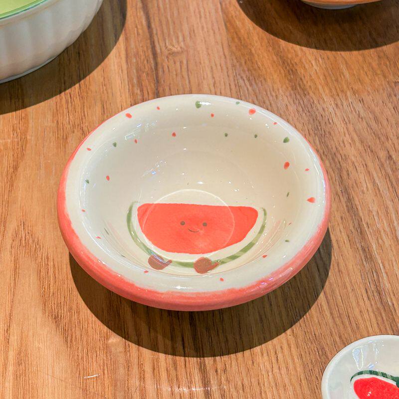 Fruit shaped ceramic pet bowls including banana and watermelon, view 9