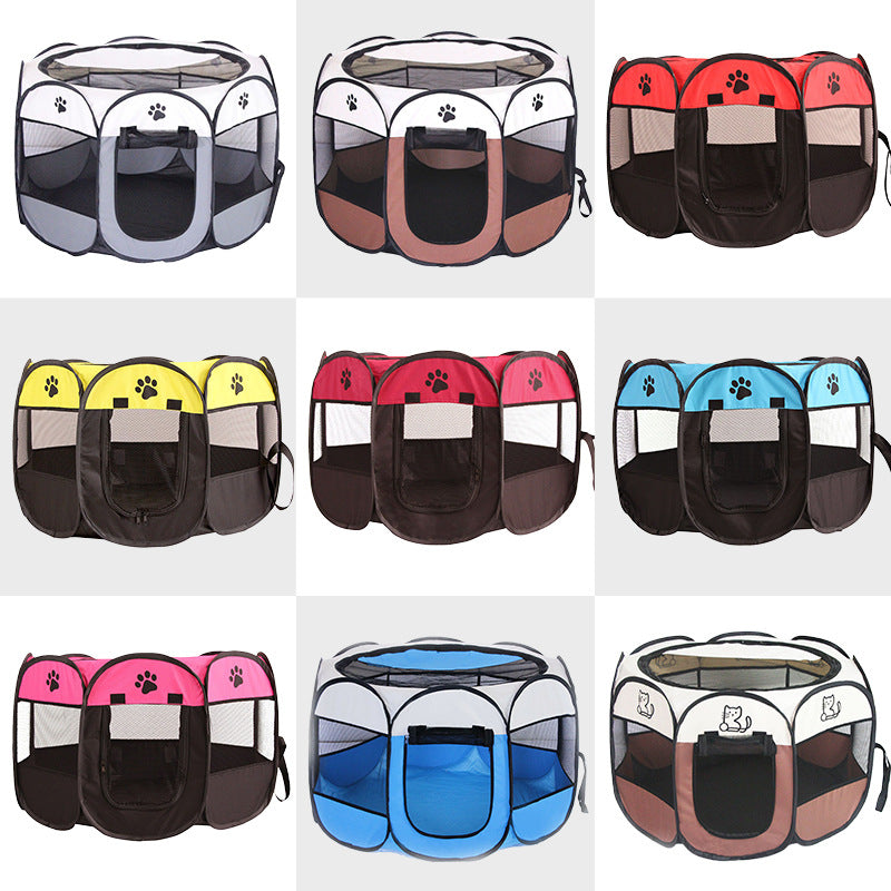 Foldable Oxford cloth pet playpen tent with mesh panels, product image 2