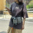 Grey dog training treat waist pack with pockets and reflective strips, view 4