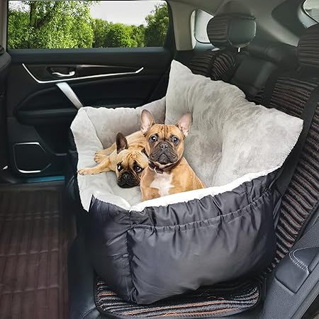 Dog car seat mat in grey fitted to a rear seat