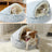 Gradient grey semi-enclosed shell cat bed in short velvet, photo 2
