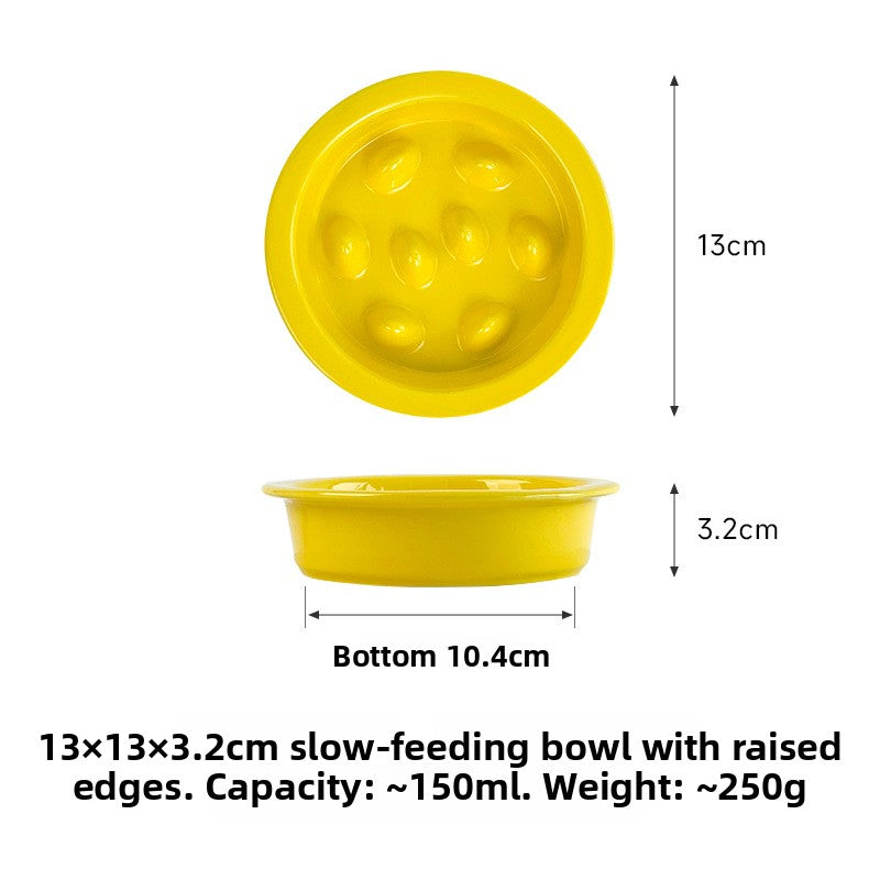 Ceramic Slow Feeder Pet Bowl with Removable Yogurt Box and Non-Slip Base in Seven Colours