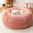 USB heated round pet bed in grey plush