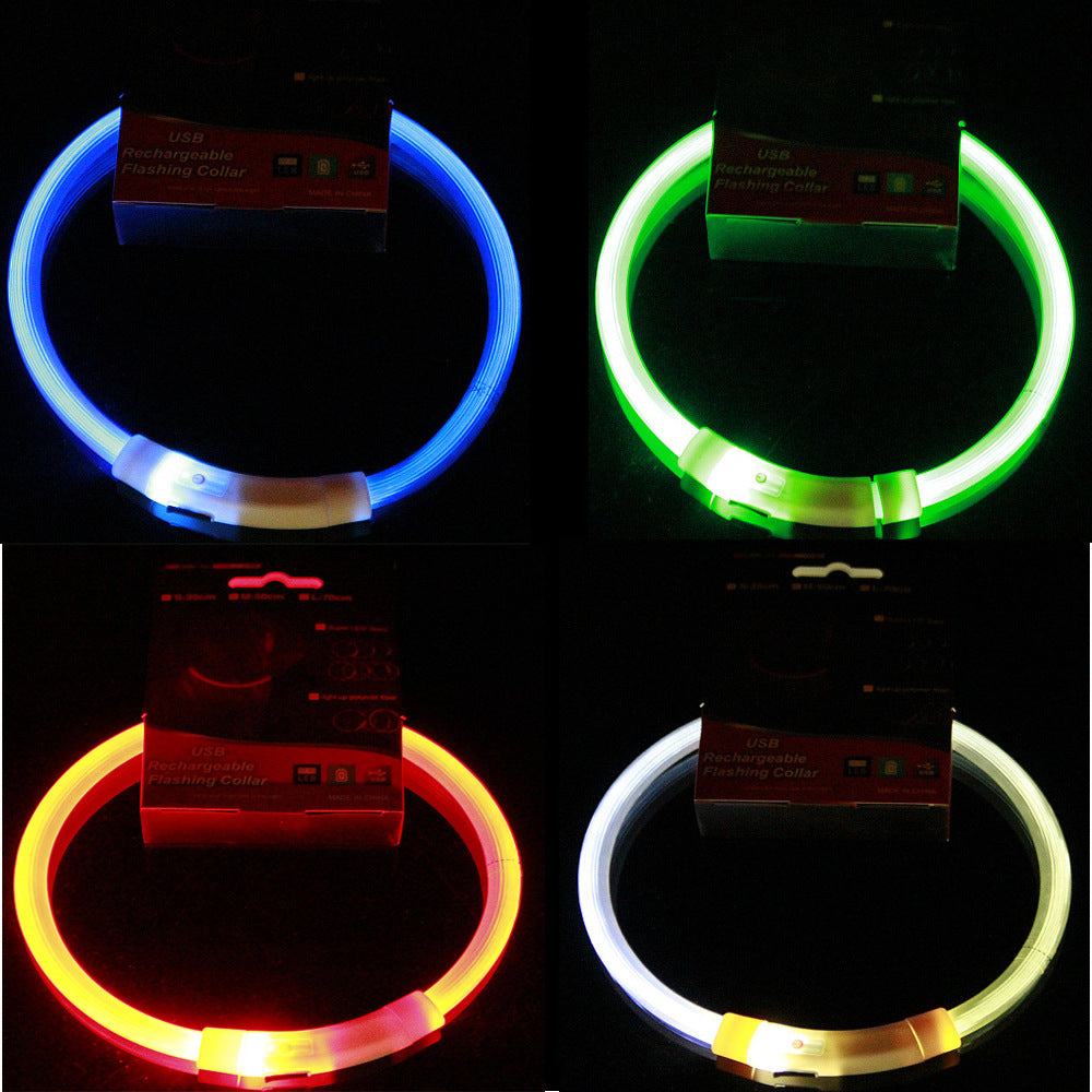 Light strip and fibre optic LED collars in bright colours