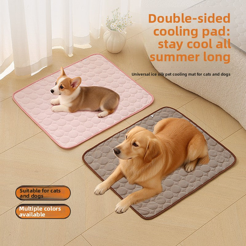 Ice silk pet cooling cushion in pink for cats and dogs, view 2