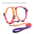 Three piece dog harness, collar and lead set in orange gradient