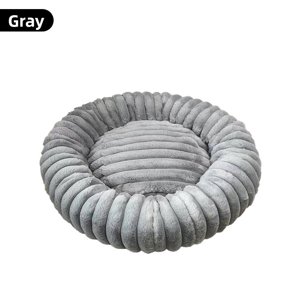 Round Plush Calming Bed for Dogs, Cats and Rabbits, 40-120cm
