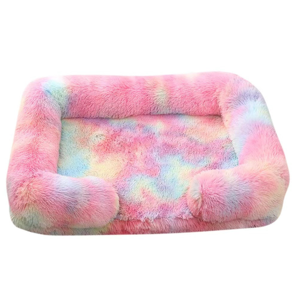 Round Enclosed Plush Cat Bed for Cats and Small Dogs