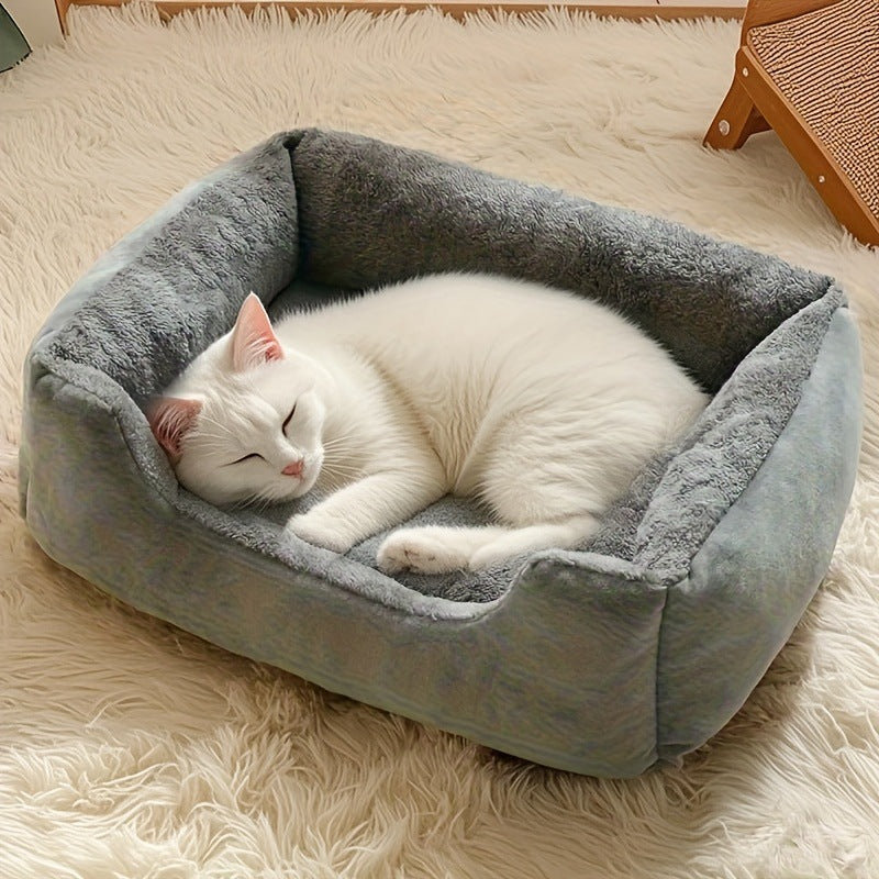 Square all-season pet bed with waterproof base for cats and dogs, photo 11 of 34