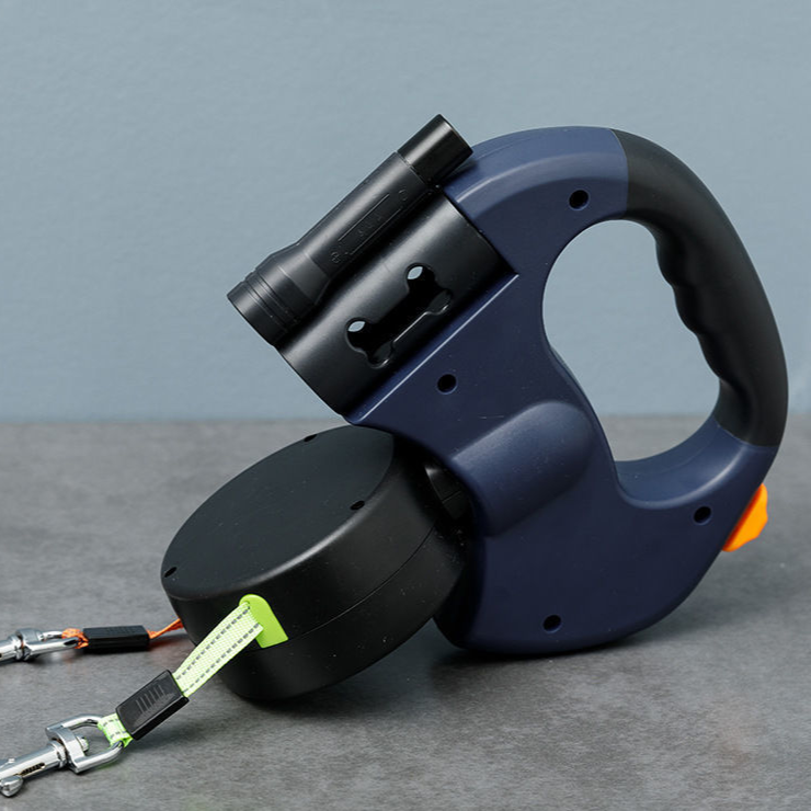 Two-headed retractable lead for dogs in 3 colour options