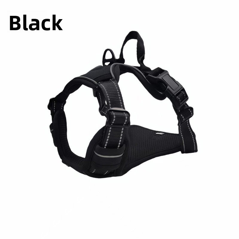 H shape reflective dog harness for medium and large dogs in black, view 6