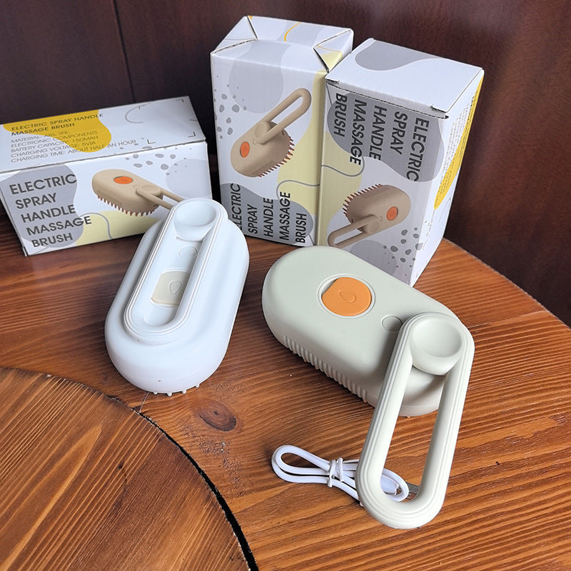 Pet spray massage brush for dogs and cats in Milk Coffee, close-up detail