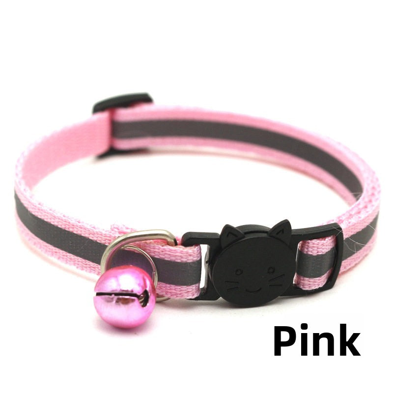 Striped reflective cat collar with bell, available from Pet Royale UK