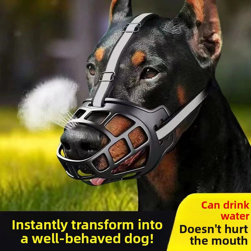 Adjustable breathable plastic dog muzzle with mesh cage, product image 6