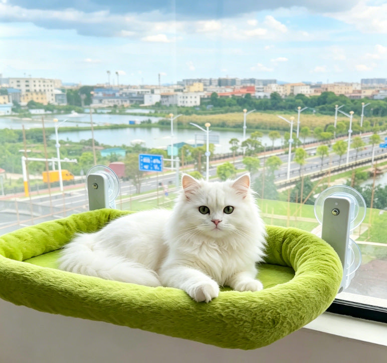 Window suction cup cat hammock with soft faux fur bed, product image 10