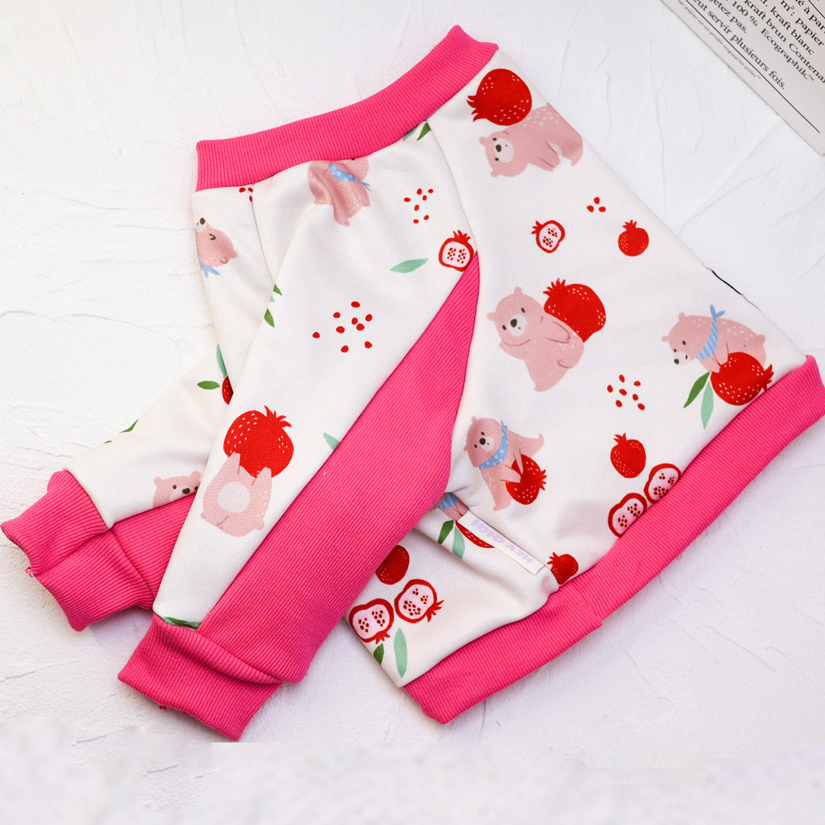 Elbow protection dog pyjamas for large dogs in Golden Osmanthus Rabbit, material detail