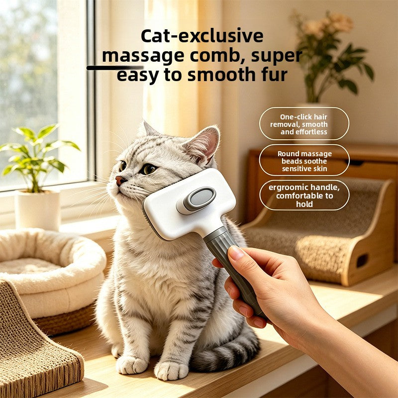 Soft Rounded Pin Deshedding Slicker Brush with One-Touch Release