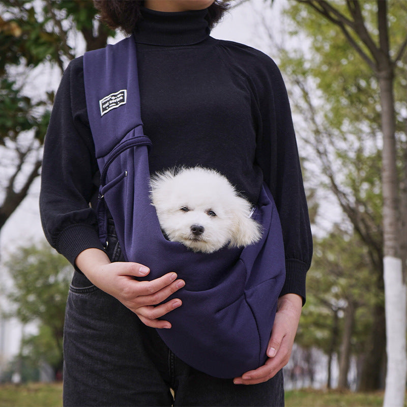 Crossbody cat carrier sling with phone pocket in pink
