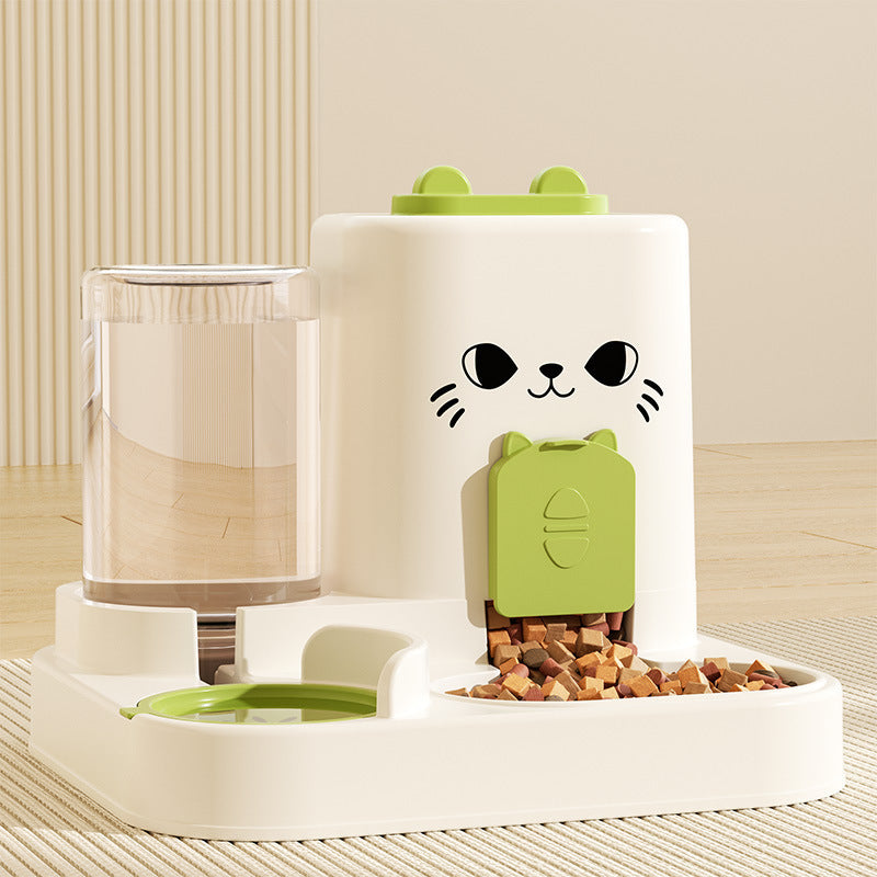 Transparent Automatic Cat Feeder Bowl with Water Dispenser in Cat Ear and Flat Top Styles