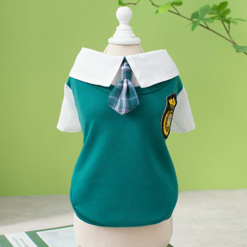 College style dog T-shirt in polyester in Skirt, top view