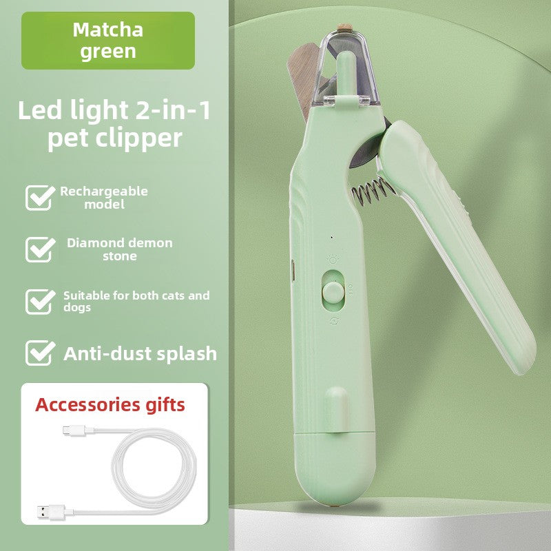 Electric Pet Nail Clipper and Grinder with LED Bloodline Light